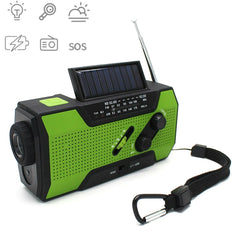 Multifunctional Hand Crank Solar Power LED Flashlight Full Band FM Radio Desk Lamp Alarm, Ordinary Version, US Version NOAA