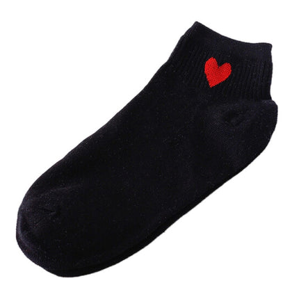 Cute Socks Heart Pattern Breathable Cotton Socks Ankle-High Casual Socks
