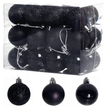 24 PCS 3cm Home Christmas Tree Decor Ball Bauble Hanging Xmas Party Ornament Decorations, green, black, blue, rose gold, white