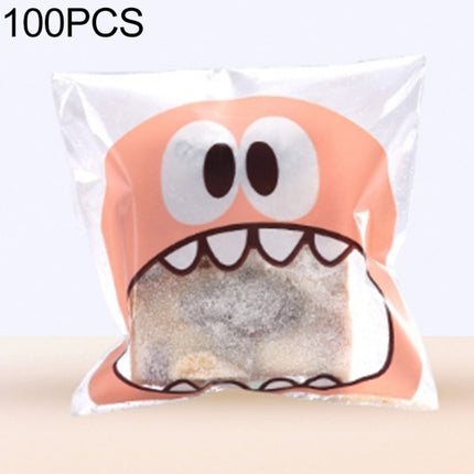 100 PCS Cute Big Teech Mouth Monster Plastic Bag Wedding Birthday Cookie Candy Gift OPP Packaging Bags, 7x7cm, 10x10cm