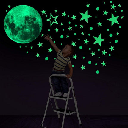 AFG33003 Home Decoration Luminous Stars Moon PVC Stickers, Specification:Green Moon 12cm, 27PCS Star, 27PCS Star + 30cm Moon, 30cm Pink Moon, 20cm Pink Moon, 10cm Pink Moon, 30cm Blue Moon, 20cm Blue Moon, 10cm Blue Moon, 30cm Green Moon, 20cm Green Mo...