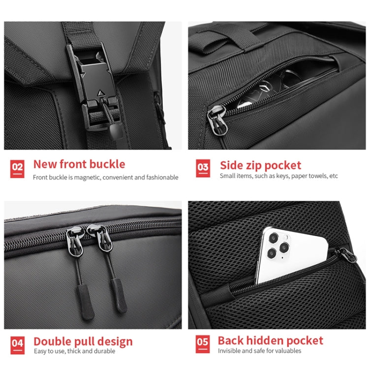 Ozuko 9334 Men Outdoor Multifunctional Waterproof Messenger Bag with External USB Charging Port