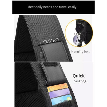 Ozuko 9334 Men Outdoor Multifunctional Waterproof Messenger Bag with External USB Charging Port