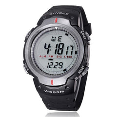 SYNOKE 61576 Life Waterproof LED Sports Watch for Men, Black, Gray