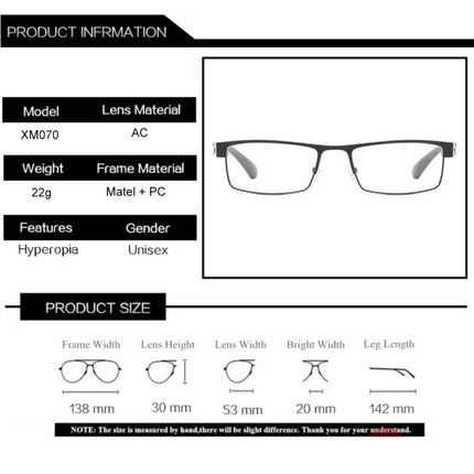 Simple Matel Frame Reading Glasses Hyperopia Eyeglasses, +1.00D, +1.50D, +2.00D, +2.50D, +3.00D, +3.50D, +4.00D