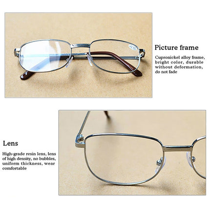 Full Metal Frame Resin Lenses Presbyopic Glasses Reading Glasses, +1.00D, +1.50D, +2.00D, +2.50D, +3.00D, +3.50D, +4.00D