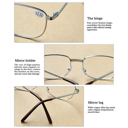 Full Metal Frame Resin Lenses Presbyopic Glasses Reading Glasses, +1.00D, +1.50D, +2.00D, +2.50D, +3.00D, +3.50D, +4.00D