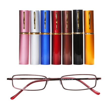 Reading Glasses Metal Spring Foot Portable Presbyopic Glasses with Tube Case, +1.00D, +1.50D, +2.00D