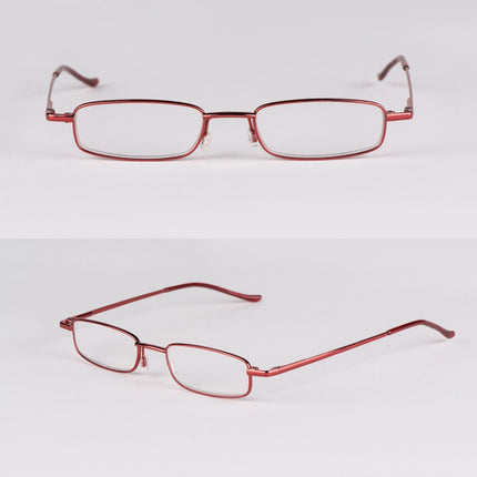 Reading Glasses Metal Spring Foot Portable Presbyopic Glasses with Tube Case, +2.50D, +3.00D, +3.50D