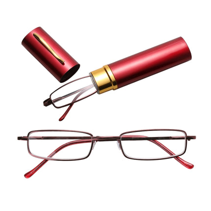 Reading Glasses Metal Spring Foot Portable Presbyopic Glasses with Tube Case, +4.00D