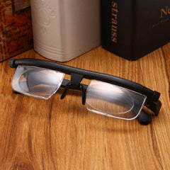 Adjustable Strength Lens Reading Myopia Glasses Eyewear Variable Focus Vision, for -6.00D to +3.00D