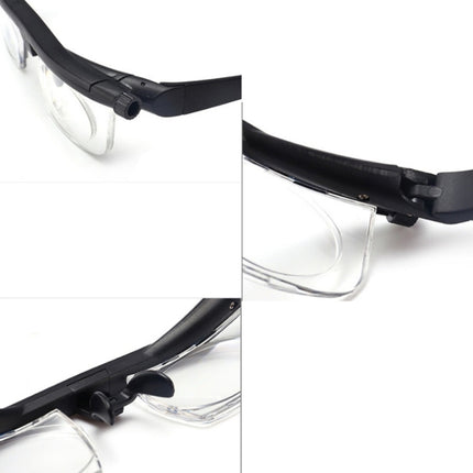 Adjustable Strength Lens Reading Myopia Glasses Eyewear Variable Focus Vision, for -6.00D to +3.00D