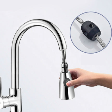 Kitchen Pull-out Faucet Hot And Cold Home 304 Stainless Steel Retractable Rotating Faucet, Electroplated Copper, Stainless Steel Black, Plating 304, Copper Plating + Water Stop