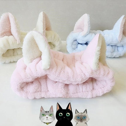 Cute Elastic Cat Ears Headbands Women Girls Makeup Face Washing Headband Hairdo Facial Mask Headwrap Hairband Hair Accessory
