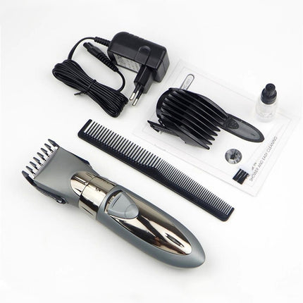 Waterproof Electric Hair Clipper Rechargeable Hair Trimmer Hair Cutting Machine Haircut Beard Trimer, Red, Grey