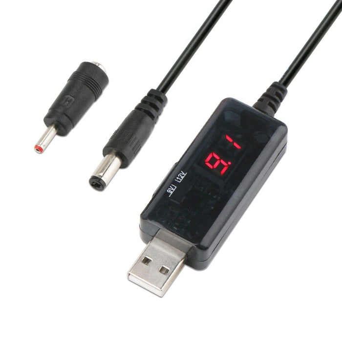 USB Boost Cable 5V Step Up to 9V 12V Adjustable Voltage Converter 1A Step-up Volt Transformer DC Power Regulator with Switch, 5V Step Up to 9V 12V