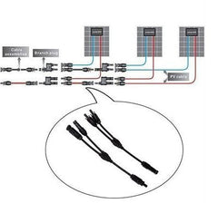 1 Pair MC4 Branch Y Adapter Connectors M/M/F and F/F/M for Solar Panels Cable