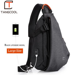 Multifunction Fashion Men Crossbody Bags Chest Pack  Messengers Bag Waterproof Shoulder Bag with USB Charging Port, Black-L, Blue-L, Black-S, Blue-S