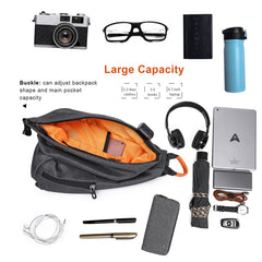 Multifunction Fashion Men Crossbody Bags Chest Pack  Messengers Bag Waterproof Shoulder Bag with USB Charging Port, Black-L, Blue-L, Black-S, Blue-S