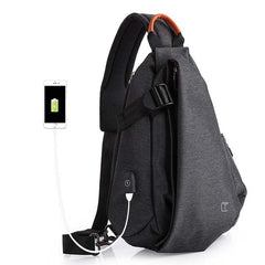 Multifunction Fashion Men Crossbody Bags Chest Pack  Messengers Bag Waterproof Shoulder Bag with USB Charging Port, Black-L, Blue-L, Black-S, Blue-S