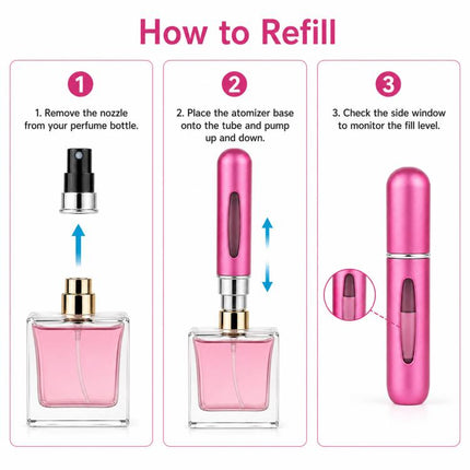Portable Mini Aluminum Refillable Perfume Bottle Spray Empty Cosmetic Containers Atomizer, Capacity:5ml, Metal