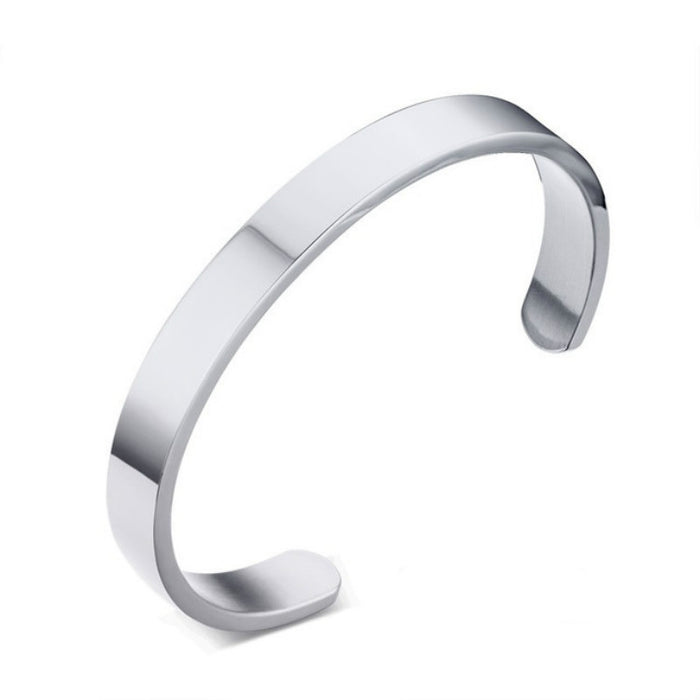 8mm Width Women Men Stainless Steel Surface Bracelet Bangle, Rose Gold, Silver, Black, Gold