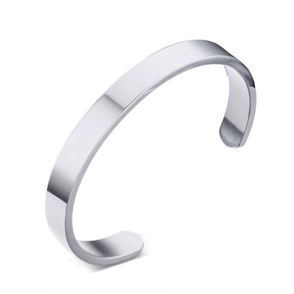 8mm Width Women Men Stainless Steel Surface Bracelet Bangle, Rose Gold, Silver, Black, Gold