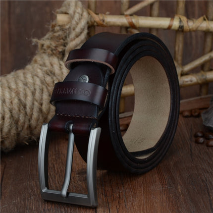 COWATHER XF002 Men Genuine Leather Luxury Business Casual Pin Buckle Belt, 100cm, 105cm, 110cm, 115cm, 120cm, 125cm, 130cm, 140cm