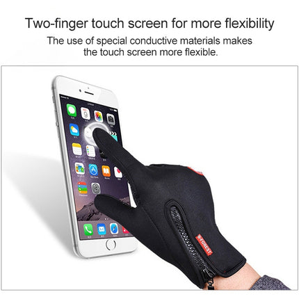 Cycling Gloves Full Finger Neoprene PU Breathable Leather Warm Winter Outdoor Sports Gloves, XL, M, L