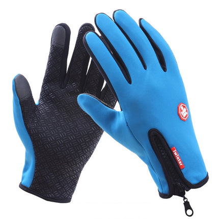 Cycling Gloves Full Finger Neoprene PU Breathable Leather Warm Winter Outdoor Sports Gloves, XL, M, L