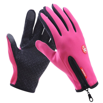 Cycling Gloves Full Finger Neoprene PU Breathable Leather Warm Winter Outdoor Sports Gloves, XL, M, L