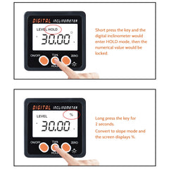 IP54 Precision Electronic Digital Display Inclinometer 4 x 90 Degree Protractor Angle Box