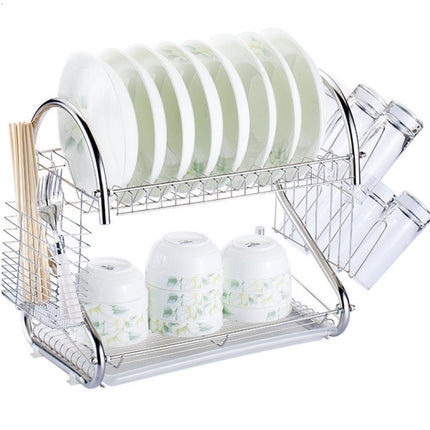 2 Tiers Kitchen Dish Drying Rack Drainer Dryer Tray Cultery Holder, Cultery Holder