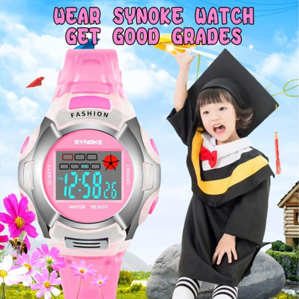 SYNOKE 99329 Waterproof Luminous Sports Electronic Watch for Children, Black, Blue, Green, Pink, Purple, Red