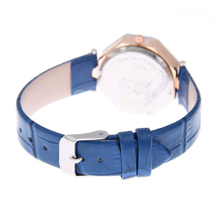 Gem Cut Geometry Crystal Leather Quartz Wristwatch Fashion Watch for Ladies