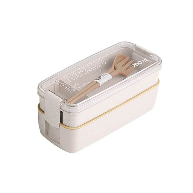 750ml Healthy Material Wheat Straw 2 Layer Lunch Box Dinnerware Food Storage Bento Container Microwave Lunchbox