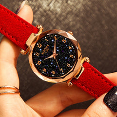 XIAOYA Fashion Women Star Sky Dial PU Leather Belt Quartz Wrist Watches