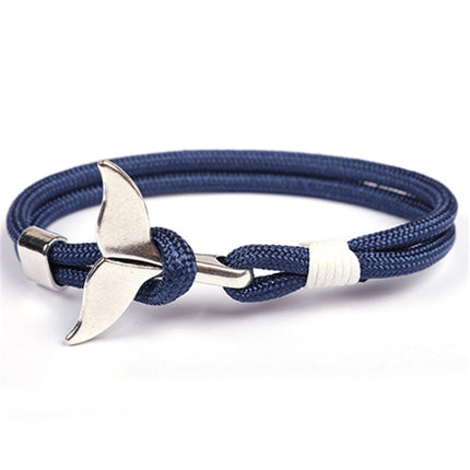 Whale Tail Anchor Charm Nautical Survival Rope Chain Bracelets, Colorful, Blue, Dark blue, Black, Black red, Red, Black blue, Yellow