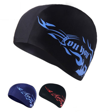 Unisex Spandex Breathable Swimming Cap, Spandex Swimming Cap(Black), Spandex Swimming Cap(Blue Fire on Black), Spandex Swimming Cap(Blue Fire on White), Spandex Swimming Cap(Blue Fire on Red)