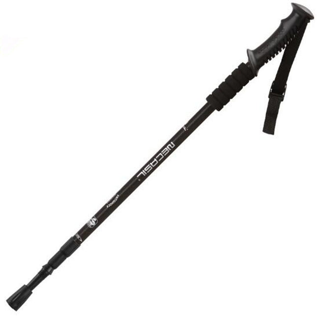 NECASIL Three-section Aluminum Alloy Straight Handle Retractable Trekking Trekking Pole, Three-section (Black), Three-section (Red), Three-section (Blue), Three-section (Silver)