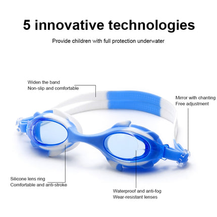 4 in 1 Cartoon Little Crab Waterproof and Anti-fog Silicone Swimming Goggles + Printed Pattern Swimming Cap + Nose Clip Earplugs + Storage Bag Swimming Equipment Set for Children, 4 in 1 Swimming Set (Blue Crab), 4 in 1 Swimming Set (Pink Crab)��������...