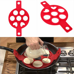 Pancake Maker Nonstick Cooking Tool Round Heart Egg Cooker Pan Eggs Mold, Four square Shape