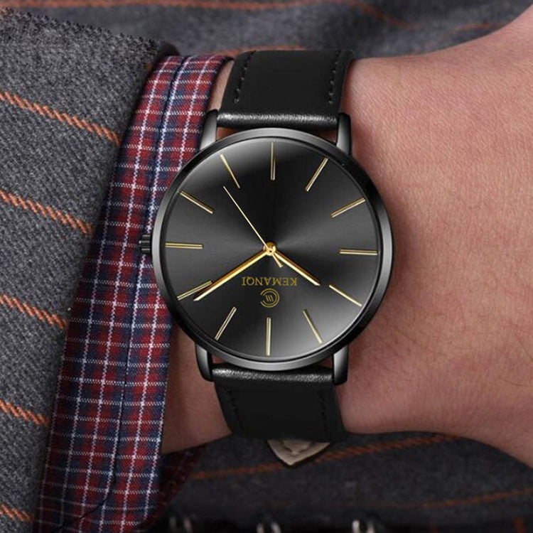 KEMANQI Simple Ultra-thin Waterproof Steel Mesh Belt Quartz Watch for Men, Ultra-thin black shell black dial black band, Ultra-thin black shell blue dial black band, Ultra-thin Rose gold shell black dial black band��������������������������������������...