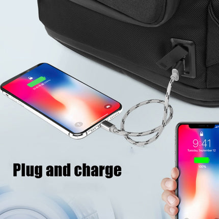 Ozuko 9326 Men Outdoor Multifunctional Anti-theft Backpack Sports Waterproof Travel Shoulders Bag with External USB Charging Port