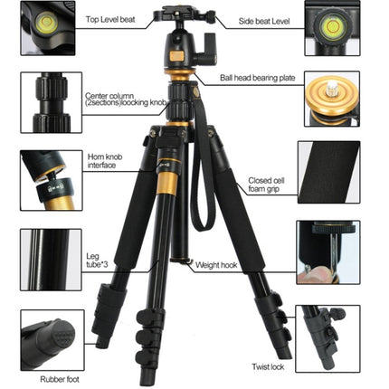 Q555 4-Section Folding Legs Aluminum Alloy Tripod Mount Monopod Holder with Ball Head, Q555