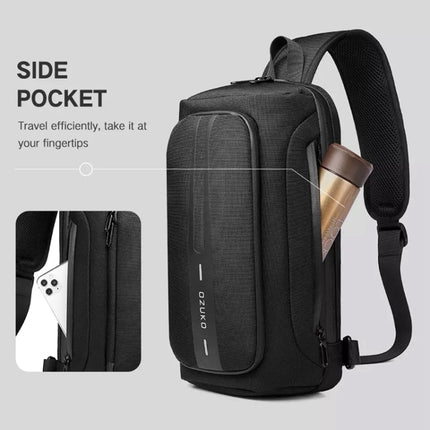 Ozuko 9315 Outdoor Waterproof Men Business Chest Bag Anti-theft Shoulder Messenger Bag with External USB Charging Port