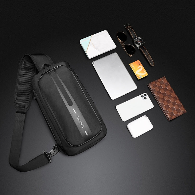 Ozuko 9315 Outdoor Waterproof Men Business Chest Bag Anti-theft Shoulder Messenger Bag with External USB Charging Port