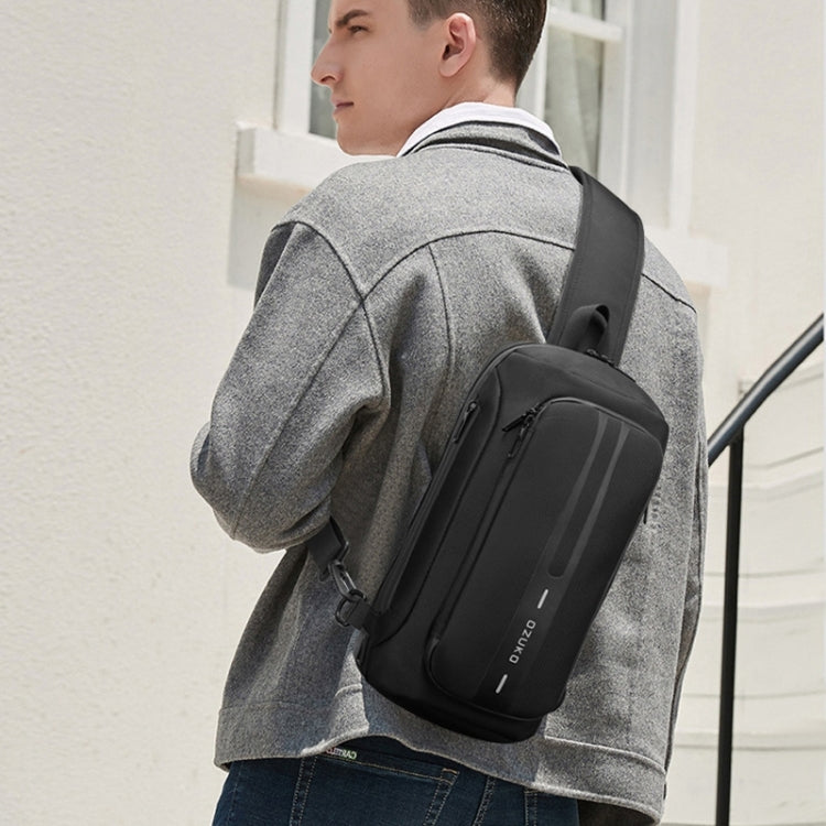 Ozuko 9315 Outdoor Waterproof Men Business Chest Bag Anti-theft Shoulder Messenger Bag with External USB Charging Port