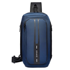 Ozuko 9315 Outdoor Waterproof Men Business Chest Bag Anti-theft Shoulder Messenger Bag with External USB Charging Port