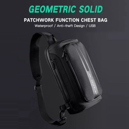 Ozuko 9315 Outdoor Waterproof Men Business Chest Bag Anti-theft Shoulder Messenger Bag with External USB Charging Port